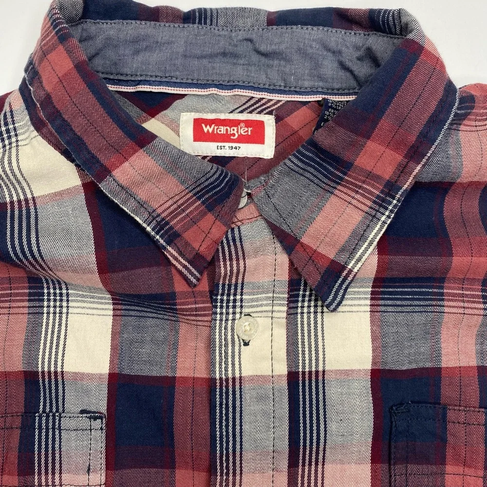 Wrangler Men’s Cotton Blend Plaid Button Down Long Sleeve Shirt Sz 2X - Picture 3 of 7